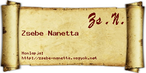 Zsebe Nanetta névjegykártya